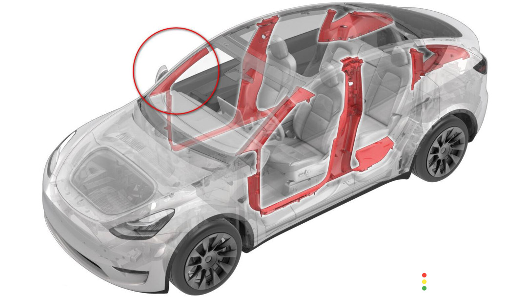 1494605-00-E обшивка стойки передней правая верхняя Tesla Model Y 1 поколение 2021г. - фото №1