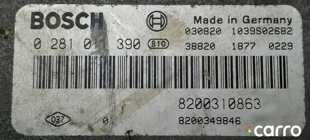 0281011390, 8200310863, 8200349846 блок управления двигателем Renault Scenic 2 поколение 2003г. - фото №3