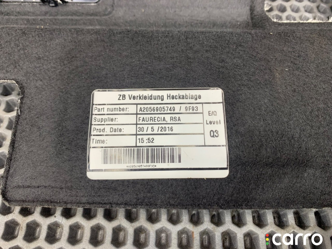 A2056905749, A2056902549, A2056906349, A20569025499F93 Полка багажника Mercedes C W205 2016г. - фото №9
